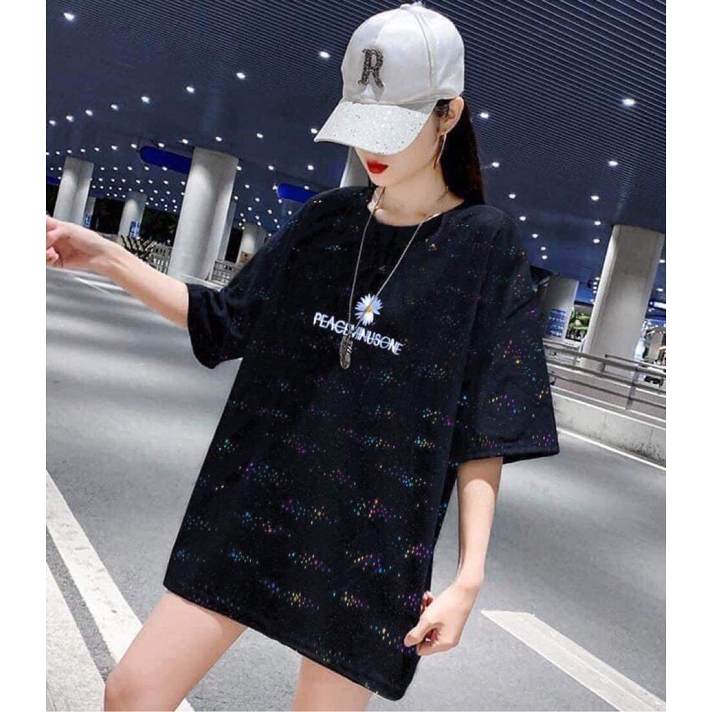 [ RẺ VÔ  ĐỊCH ] Áo Thun Tay Lỡ Kim Tuyến Pe Hoa Cúc - Áo Phông Nam Nữ Chất Liệu Cotton 4 Chiều