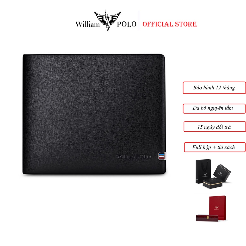Ví Da Nam Cao Cấp Bóp Nam Da Bò Thật Chính Hãng WILLIAMPOLO -POLO201500