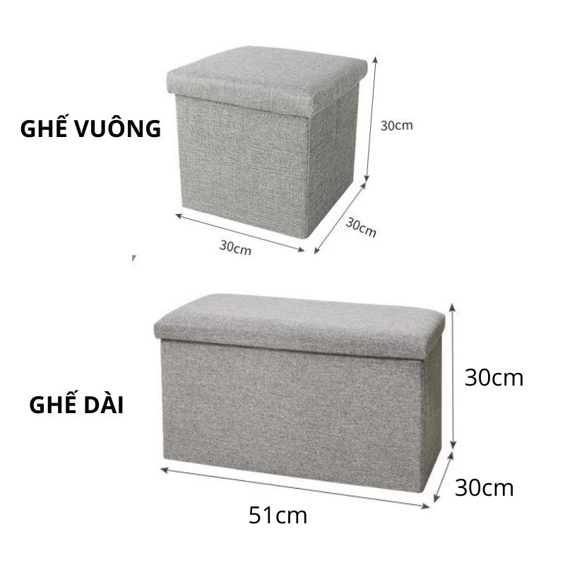 Hộp đựng đồ gấp gọn, ghế hộp đa năng làm thùng đựng đồ kiêm ghế ngồi cứng cáp chịu lực tốt