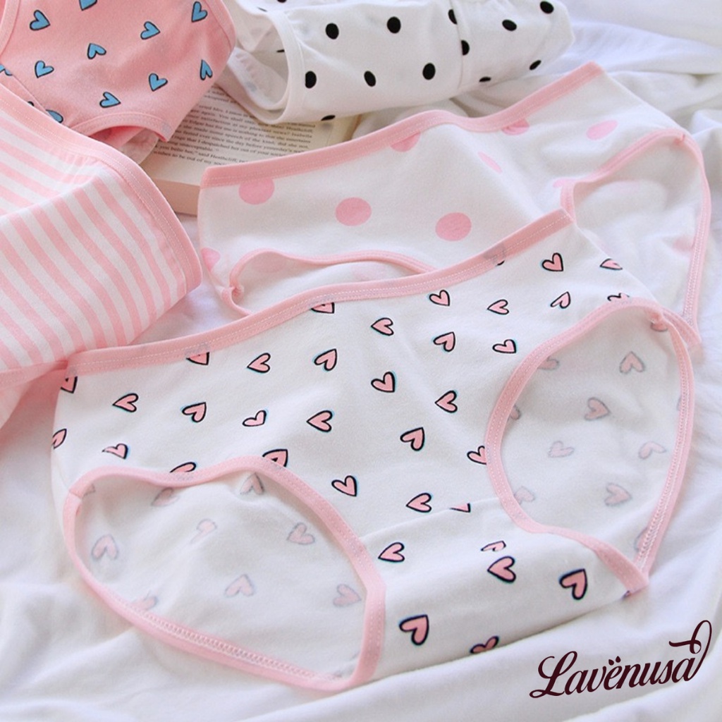 Quần lót cotton cao cấp hình trái tim đáng yêu dành cho nữ LAVENUSA QL73