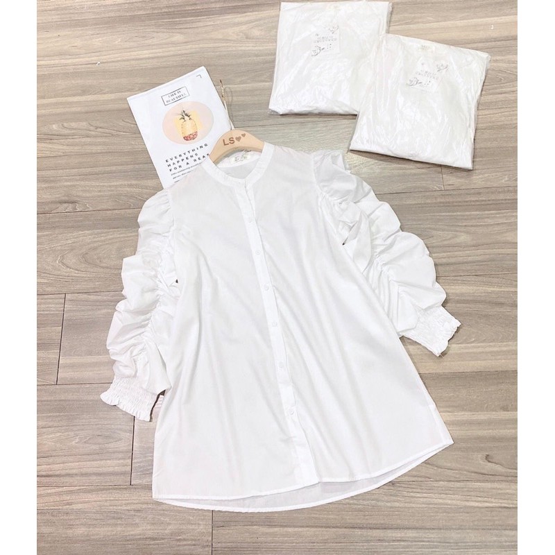 AN471 - ÁO SƠ MI TAY CHUN BỒNG 2 MÀU CHO NỮ