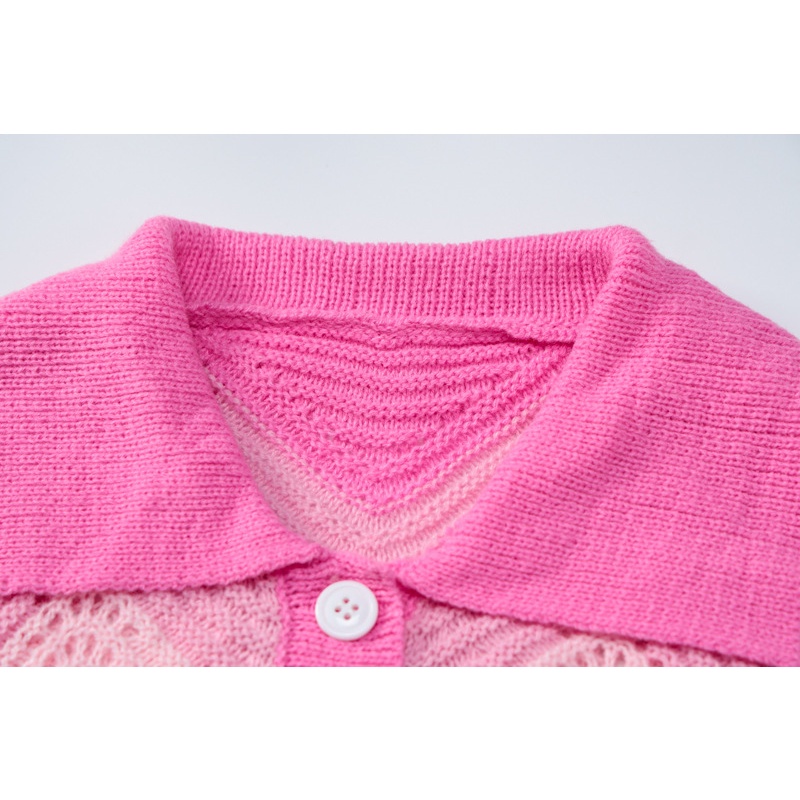 Bộ Áo Dệt Kim Dài Tay Cổ Polo + Chân Váy Lưng Cao Xinh Xắn Dành Cho Nữ