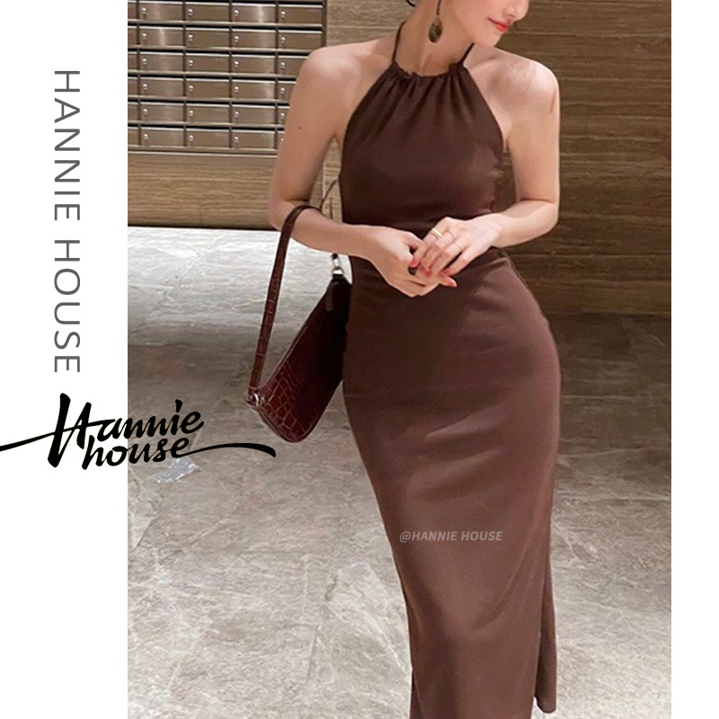 Đầm dệt kim hở lưng cổ điển gợi cảm cho nữ