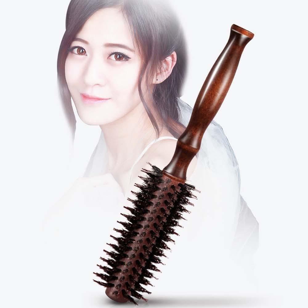 Lược Tròn Bằng Nylon Chống Tĩnh Điện Với Tay Cầm Bằng Gỗ Tiện Dụng