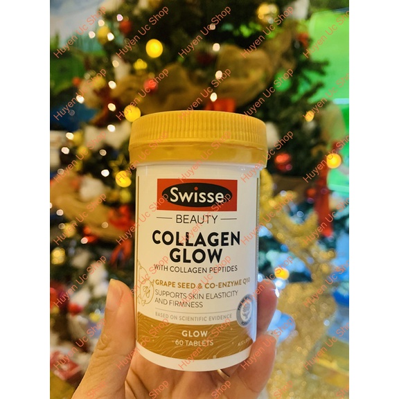 Viên uống giúp da căng mịn, sáng bóng Swisse Beauty Collagen Glow With Collagen Peptides 40v 60v 120v