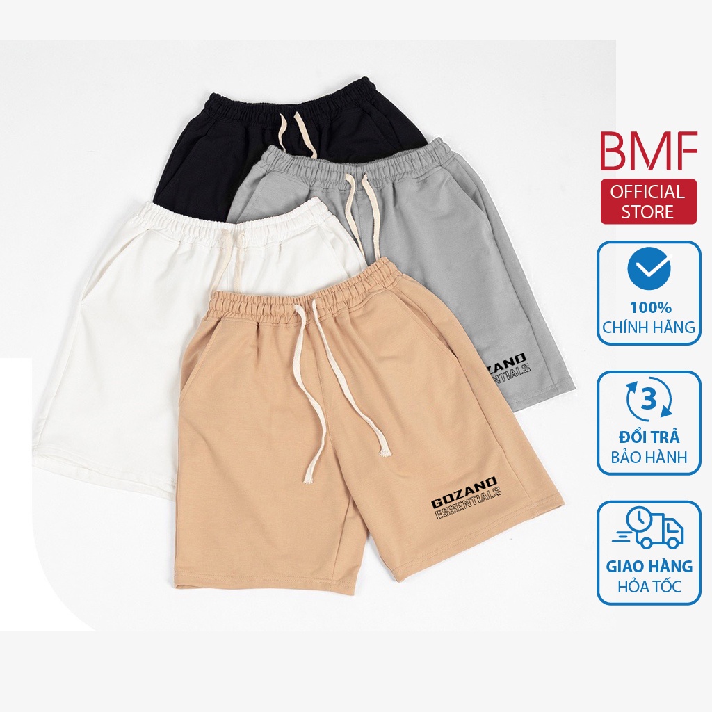 Quần Short Nỉ Unisex GOZANO ESSENTIALS Nam Nữ Trơn Chất Liệu Mềm Cao Cấp