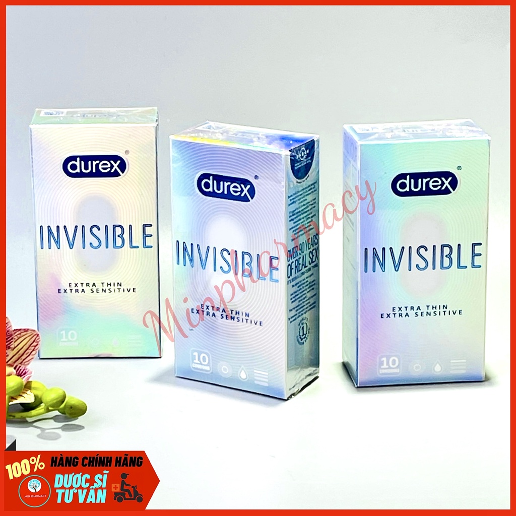 Bao cao su DUREX Invisible Extra thin Siêu Mỏng Che tên sản phẩm - Minpharmacy