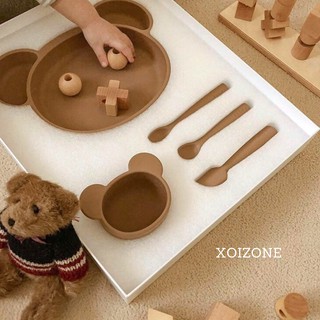 Set ăn dặm gấu Rocou Hàn Quốc (Set 2 món, Set 5 món) và Khay Rocou gấu lẻ