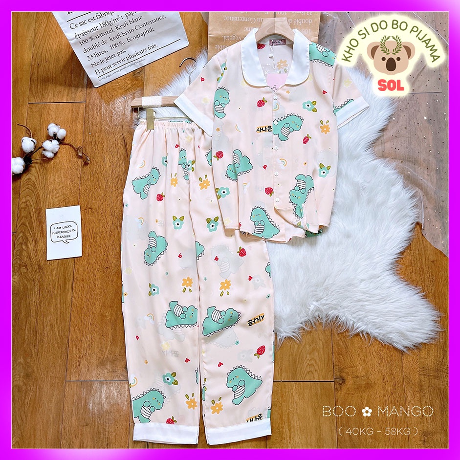 Đồ Bộ Pijama Lụa Mango Cao Cấp,Tay Ngắn Quần Dài,Form 40-60kg