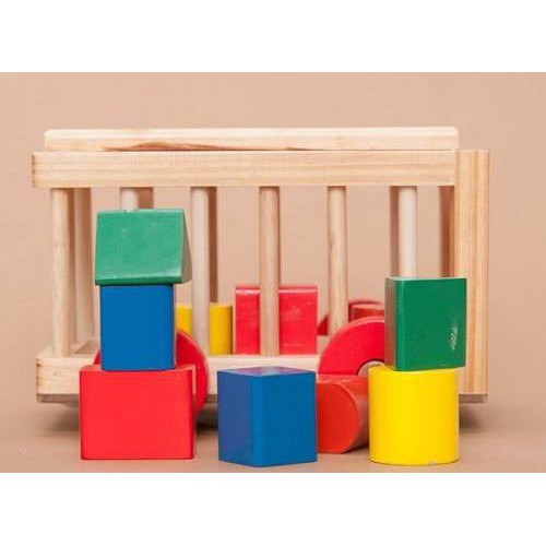 Xe thả hình khối bằng gỗ cho bé - đồ chơi gỗ