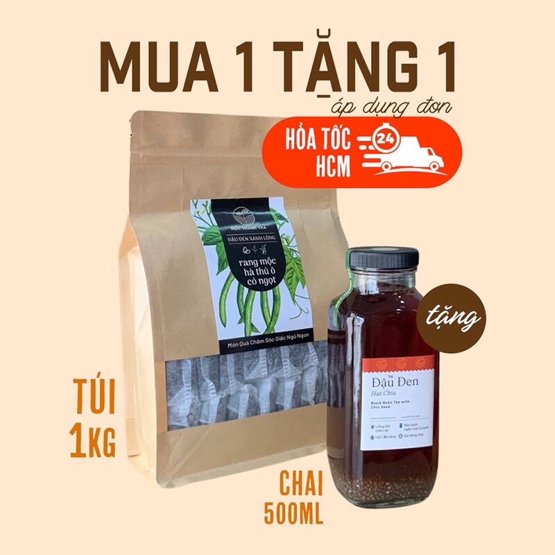 [TẶNG] 1 chai nước đậu mát pha sẳn 500ml, ĐH Túi 1kg Đậu Cỏ ngọt Hà thủ ô (chia sẳn túi lọc 50G) Mộc Thanh trà