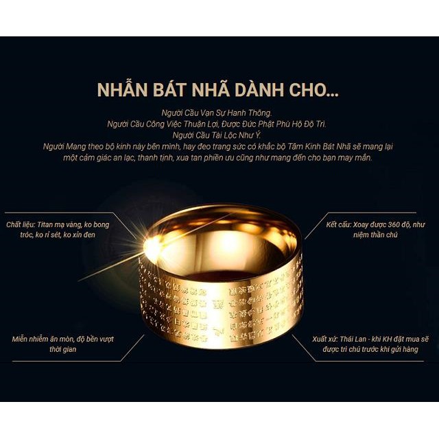 Nhẫn xoay chú đại bi ( vàng )