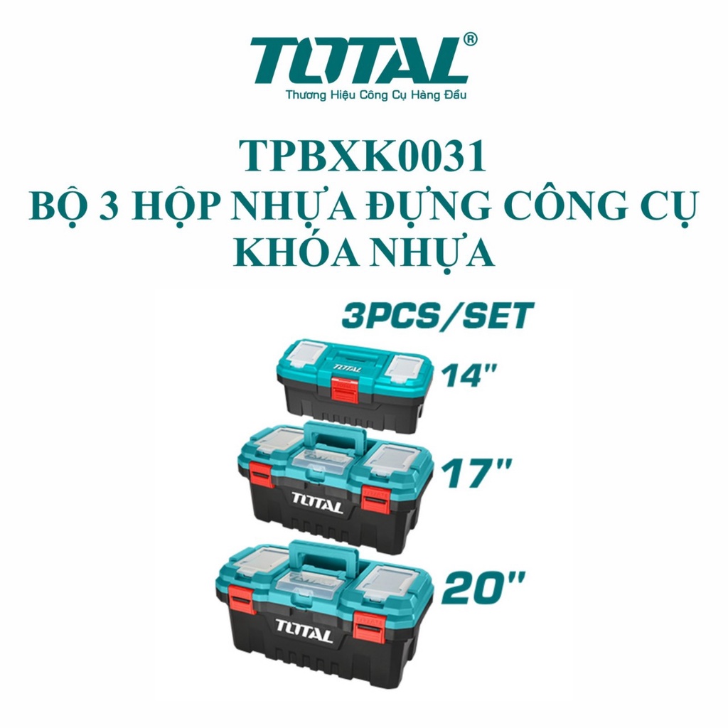 Bộ 3 hộp nhựa đựng công cụ khóa nhựa Total TPBXK0031