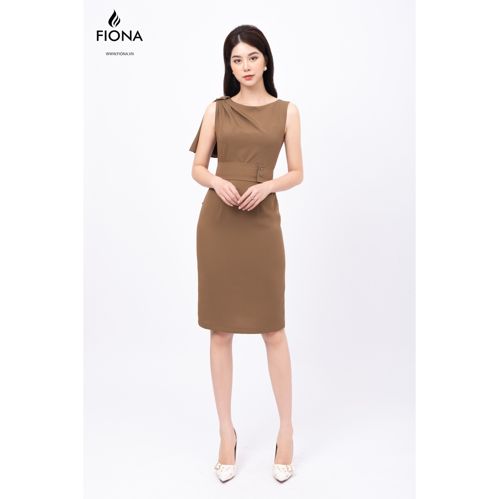 Đầm thiết kế công sở FIONA, Đầm nữ dáng ôm nơ lệch vai thanh lịch F451029