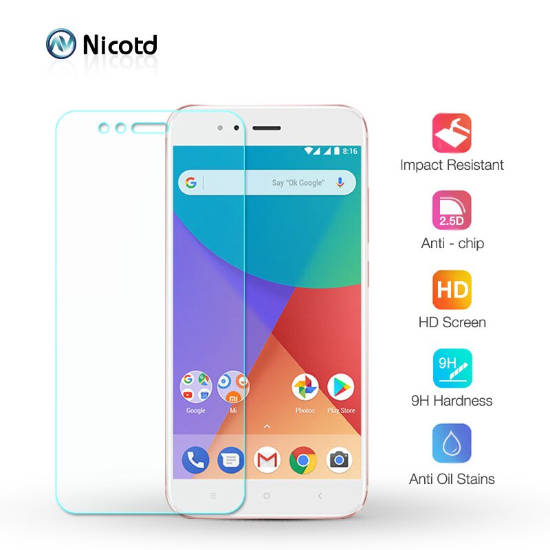 Nicotd 2.5D 9H Premium Tempered Glass For Xiaomi Mi A1 / 5X Screen Protector Toughened protective film For Xiomi Mi A2 lite / 6X