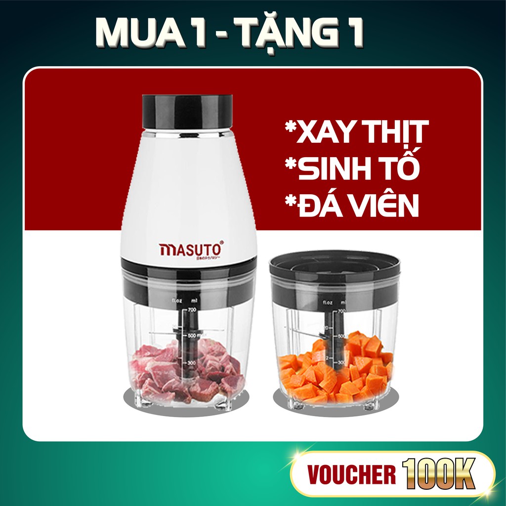 [VOUCHER 30K] Máy xay sinh tố đa năng Masuto xay thịt tôm cua cá ăn dặm siêu nhuyễn mịn chỉ 10s cối nhựa 0,7L