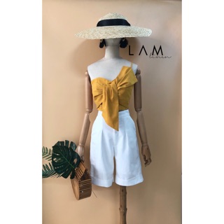 ÁO CROPTOP NƠ LINEN