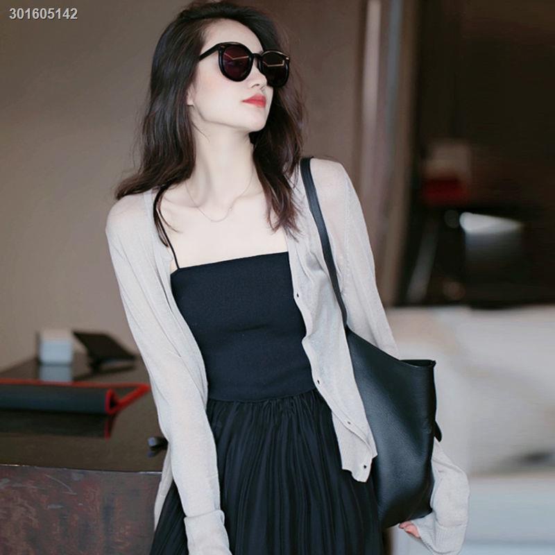 Áo cardigan dệt kim dáng rộng vải lụa lạnh mỏng chống nắng phong cách mới thời trang mùa hè cho nữ
