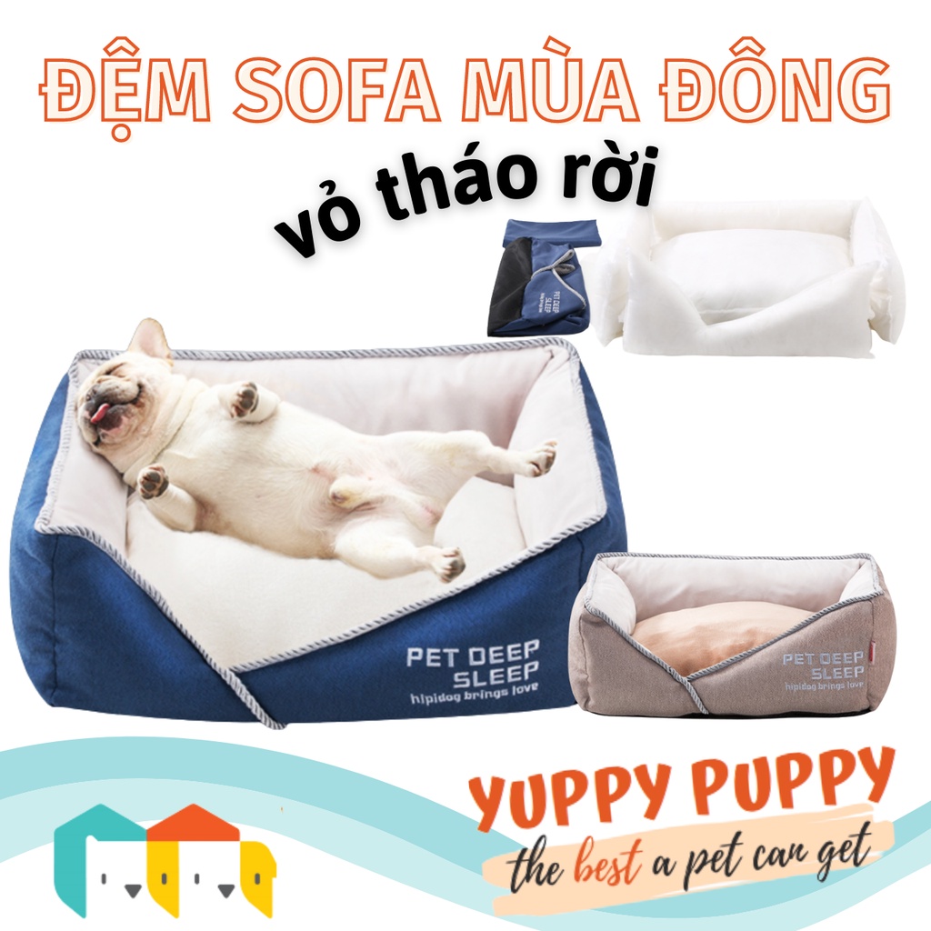 Hipidog Đệm ổ sofa lót nỉ có thể tháo vỏ / Soft Warm Bed Washable