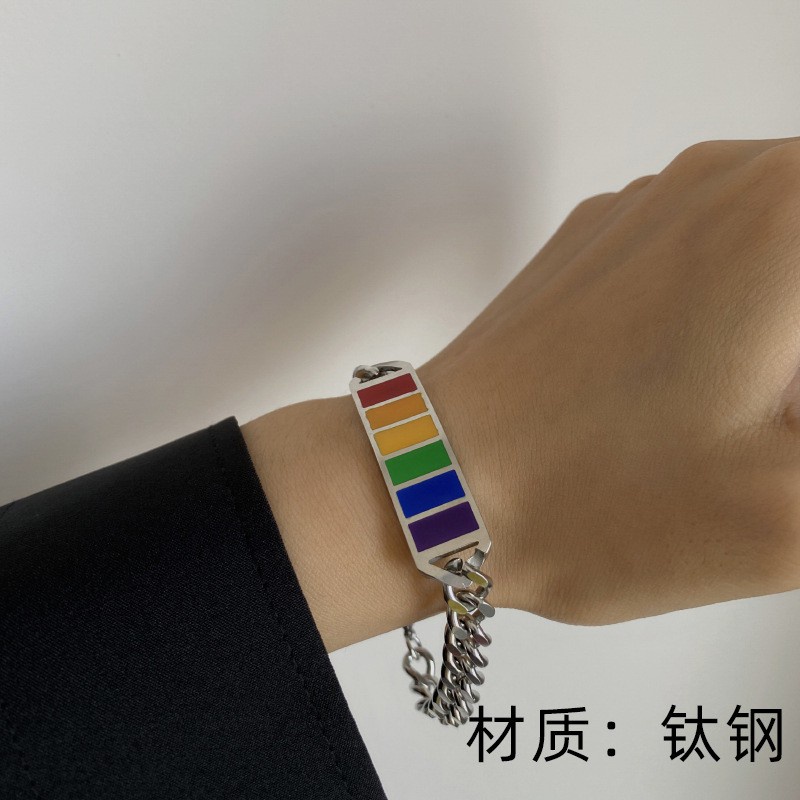 Vòng Tay Hai Lớp Bằng Thép Titan Phong Cách Hip Hop Hàn Quốc Cho Nam Và Nữ C359