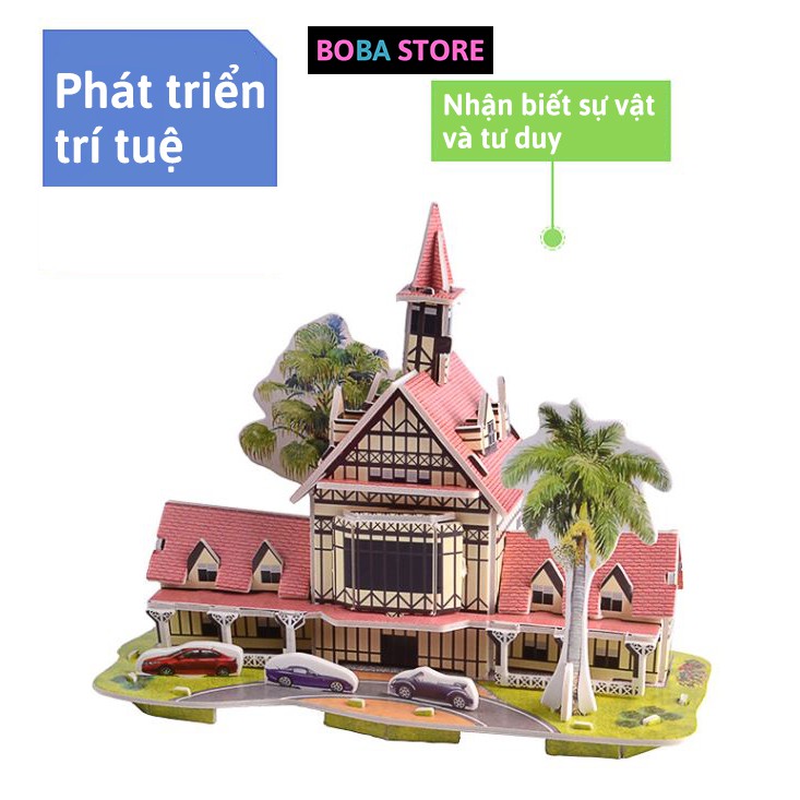 Đồ chơi lắp ráp mô hình nhà 3D bằng bìa xốp Boba Store đồ chơi giáo dục cho bé nhiều mẫu mới nhất 2021
