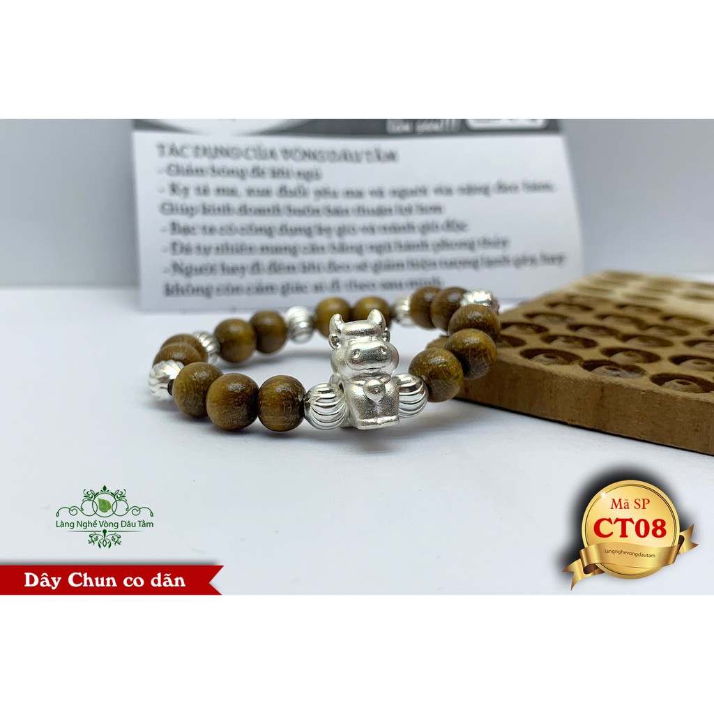 Vòng dâu tằm kết hợp con giáp và bi bac dành cho bé 2021