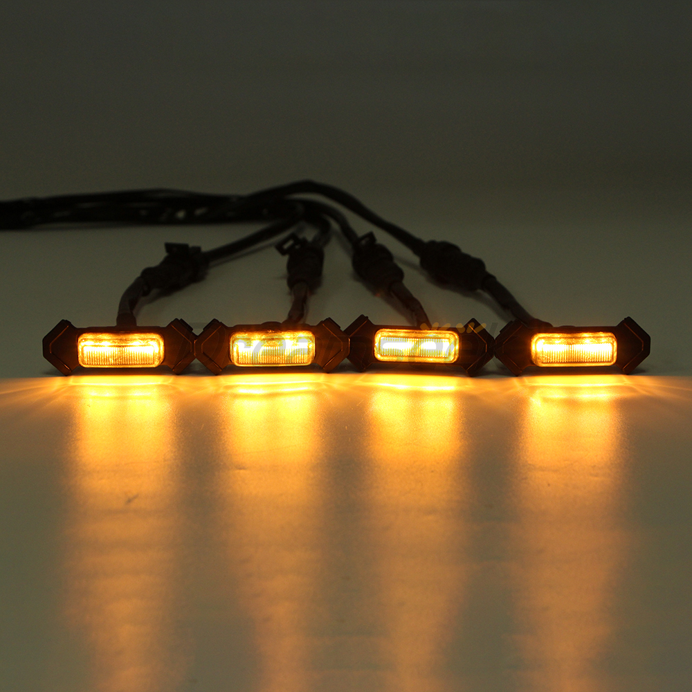 Bộ 4 đèn LED gắn lưới tản nhiệt màu vàng tương thích với Toyota Tacoma Trd Pro 2016 2017 2018 2019 2020
