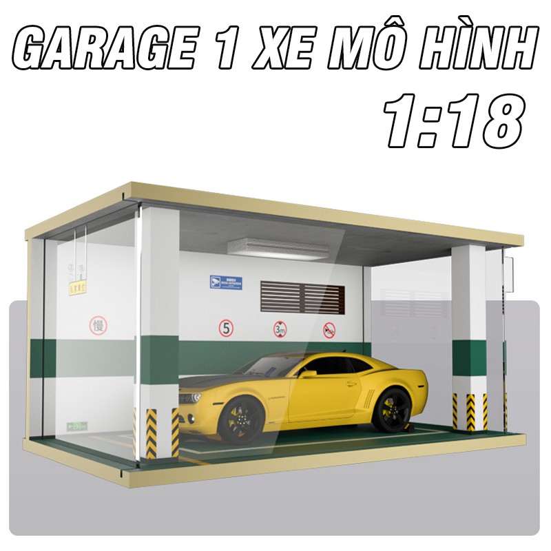 Mô hình gara xe ô tô 1:18 bằng gỗ đồ chơi trẻ em gara có đèn chiếu sáng để được 1 xe ô tô