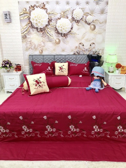 (giá sốc) Trọn bô chăn ga gối satin 7 món