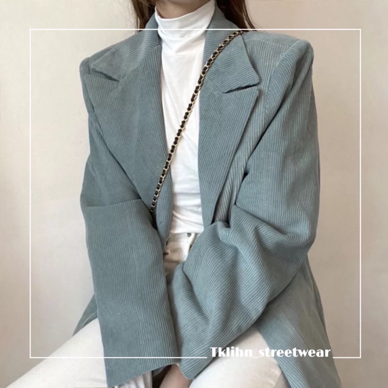 ẢNH THẬT)Áo khoác vest ulzzang nhung Hàn Quốc 2021 KÈM 2 ẢNH THẬT CUỐI