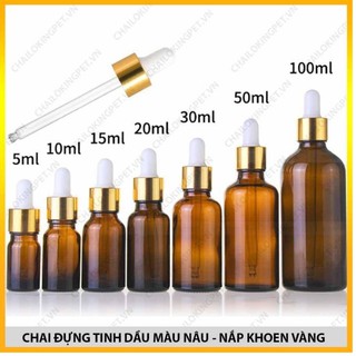 Chai tinh dầu thủy tinh 100ML♥NẮP BÓP, NẮP NHỰA, NẮP XỊT SƯƠNG♥ Chai 2 màu: Nâu; Trong sử dụng đựng serum, tinh dầu,..