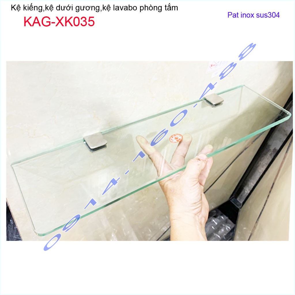 Kệ kiếng phòng tắm KAG-XK035, kệ kính trơn pát Inox 304 cao cấp dễ vệ sinh sử dụng tốt