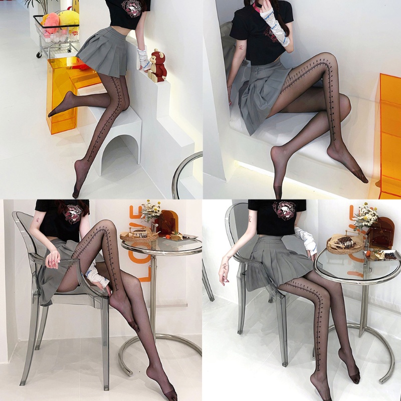 Youyo Quần Tất Lụa Đen Lưng Cao Co Giãn Gợi Cảm In Số Cho Nữ Đi Tiệc Hóa Trang