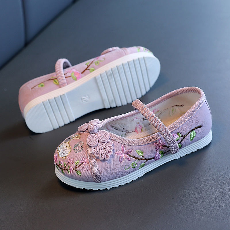 Giày Vải Thêu Thủ Công Phong Cách Dân Tộc Bắc Kinh Cổ Điển Cho Bé Gái