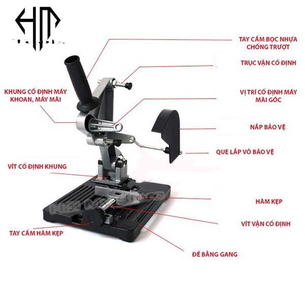 Khung Đế Kẹp Máy Mài Cằm Tay Thành Máy Cắt Bàn Mini