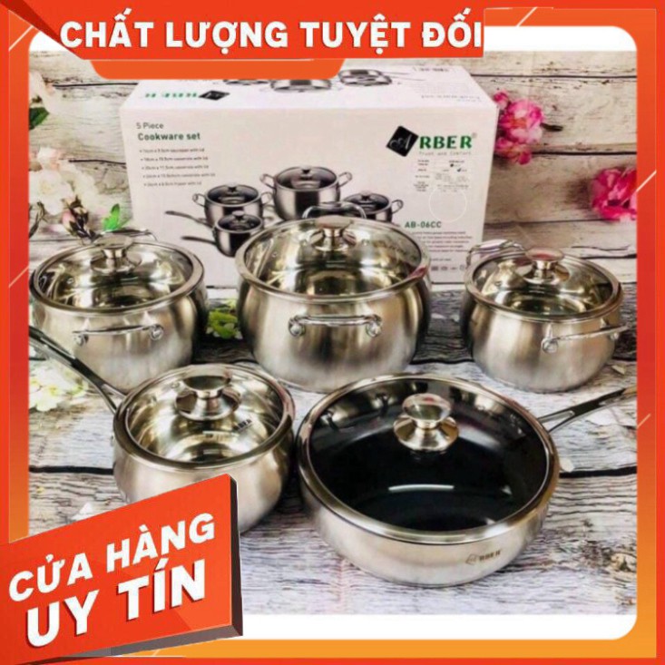 BỘ 5 NỒI CHẢO ARBER CAO CẤP CHÍNH HÃNG ĐỨC AB06CC