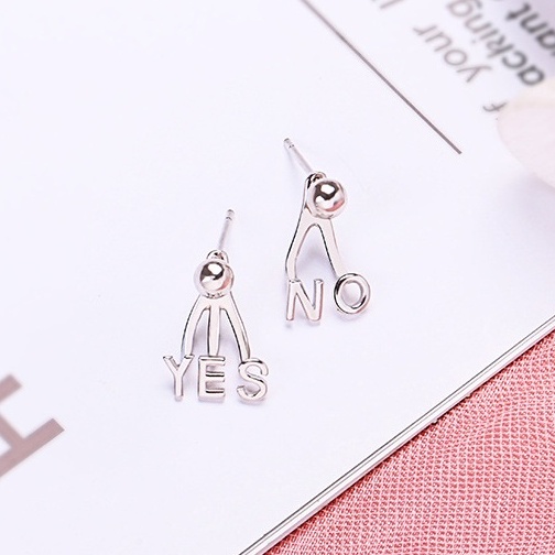 Khuyên tai bạc 925 ti.an accessories cho Nữ - Khuyên tai chữ Yes No KT013