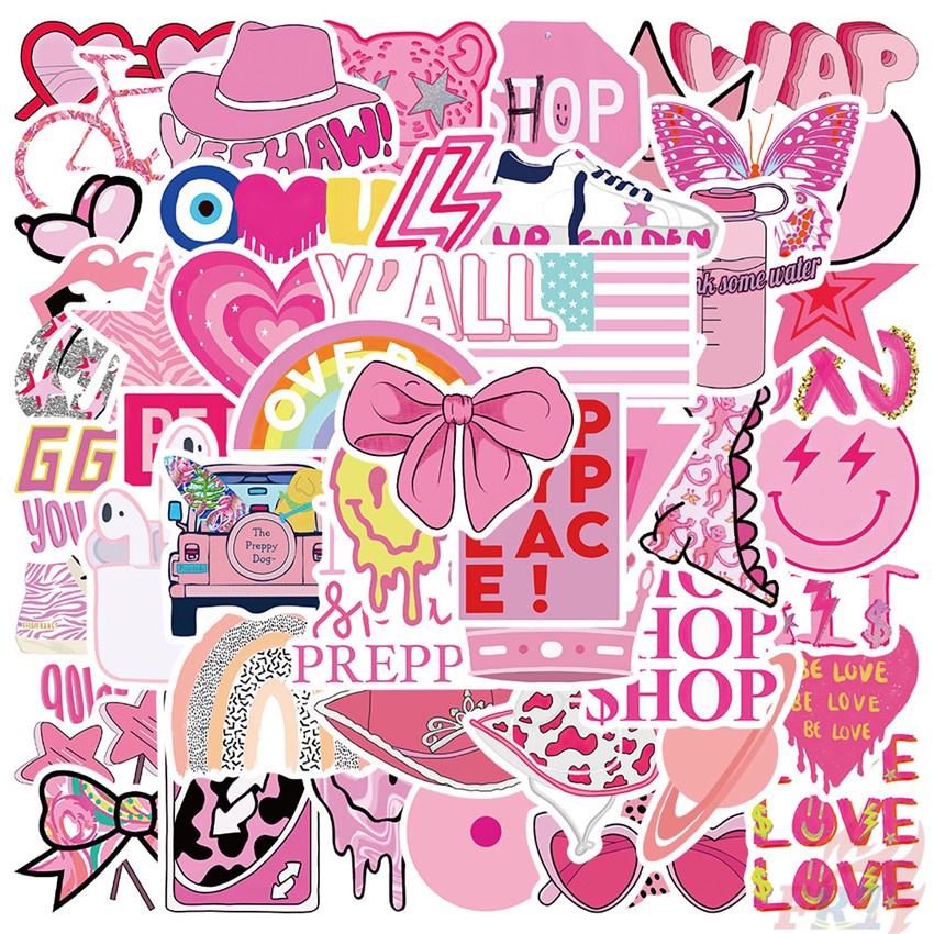 ❉ VSCO： Pink Romantic Series 06 - Pink Girl Preppy Graffiti Stickers ❉ 50Pcs/Set Mixed Fashion DIY Luggage Laptop Skateboard Doodle Decals Stickers
