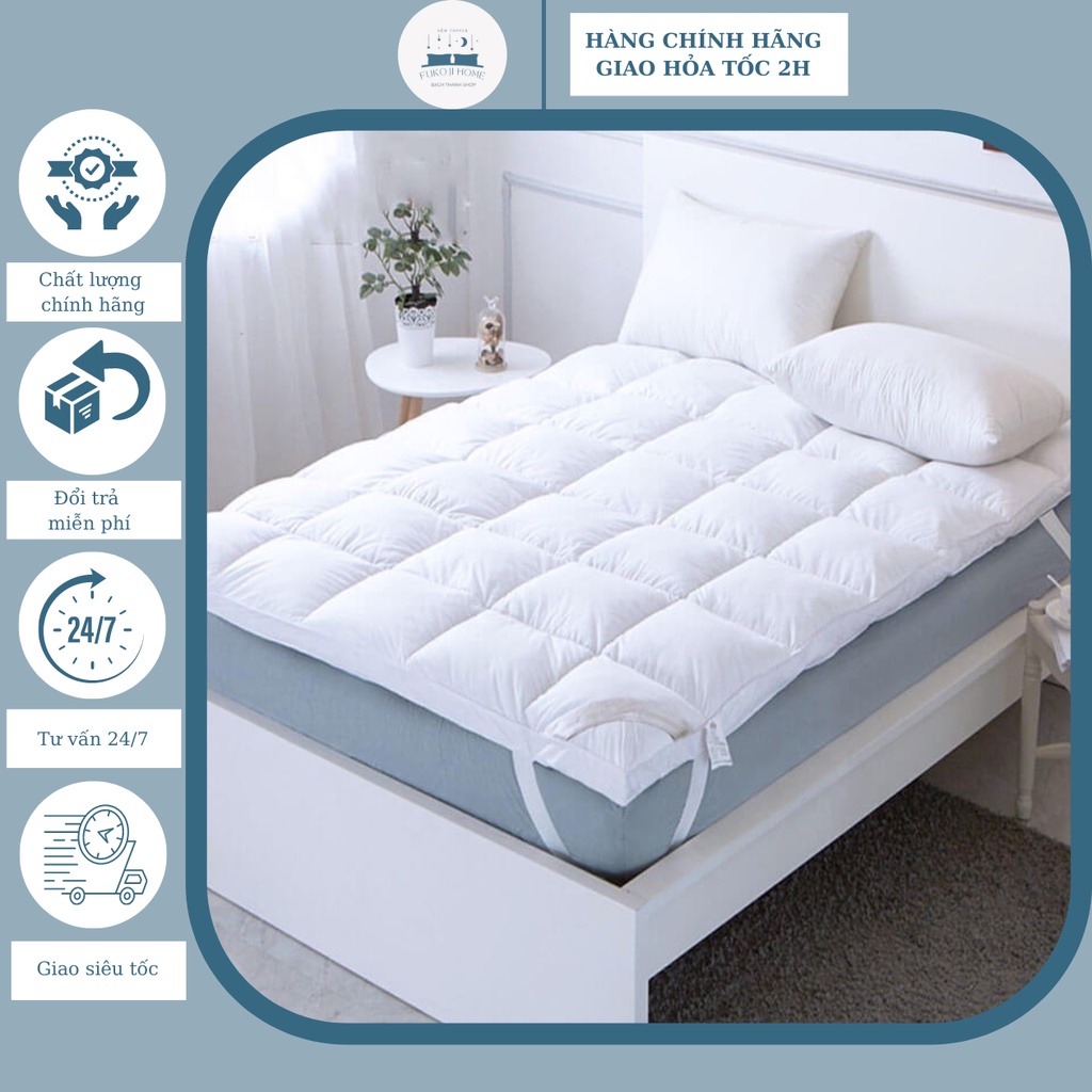 Topper Nệm, Tấm Đệm Làm Mềm Nệm Hàng Chuẩn Khách Sạn, Kích Thước 1mx2m, 1m2x2m, 1m4x2m, 1m6x2m, 1m8x2m, 2m2x2m Dày 5-7Cm
