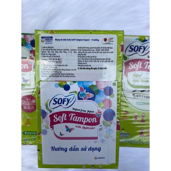 Băng vệ sinh siêu thấm nhật bản sofy tampon supper gói 9 miếng - ảnh sản phẩm 3