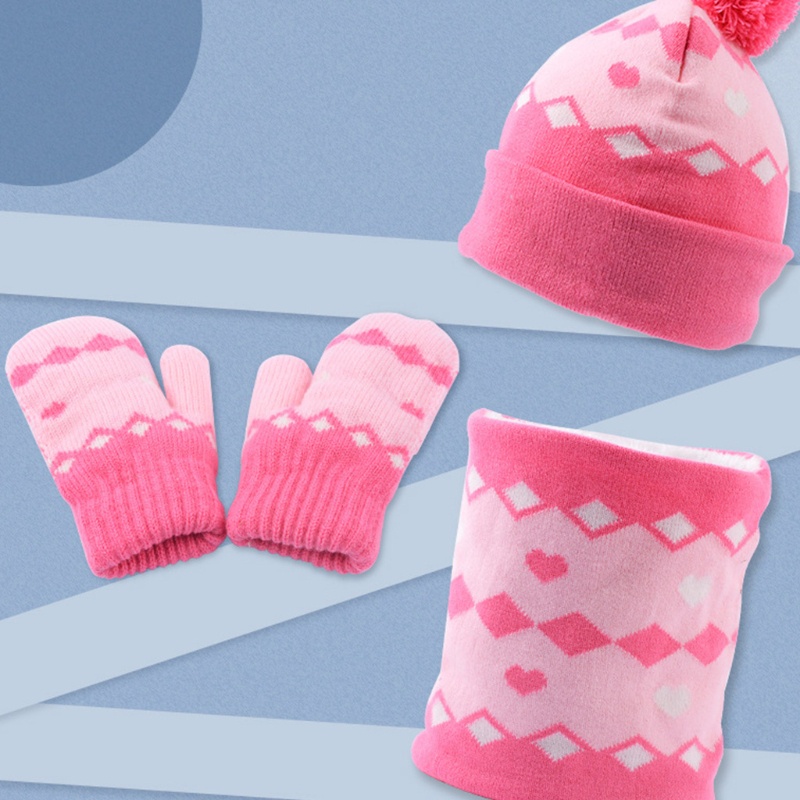Set Đồ 3 Món Gồm Mũ + Khăn Choàng + Găng Tay Mùa Đông Bằng Vải Nhung Dành Cho Trẻ Em