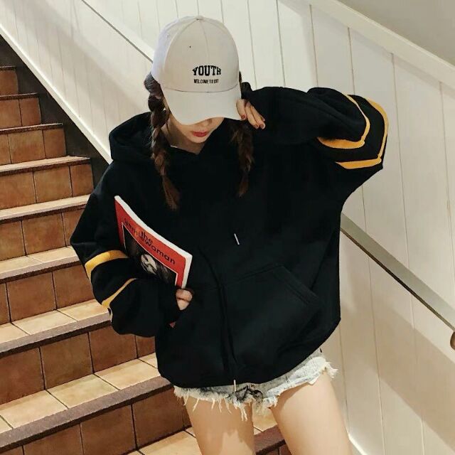 Áo hoodie sọc đen free size (kèm ảnh thật) | BigBuy360 - bigbuy360.vn