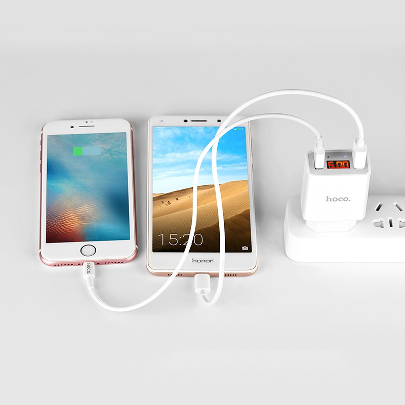 Cốc sạc Hoco C25A Cool có màn hình hiển thị (2 cổng sạc, dòng điện max 2.2A) - Hãng phân phối chính thức