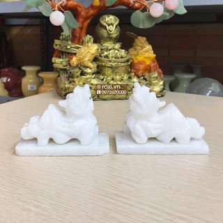 Cặp tỳ hưu phong thủy đá trắng non nước 8cm