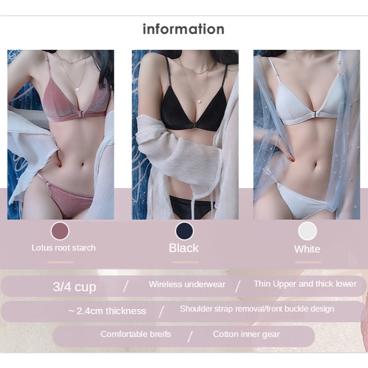 Sexy thin bra set with front buckle and no steel ring underwear | BigBuy360 - bigbuy360.vn