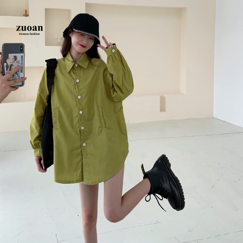 SUXI Áo Sơ Mi Nữ Tay Dài Cổ Bẻ Thời Trang Hàn Quốc