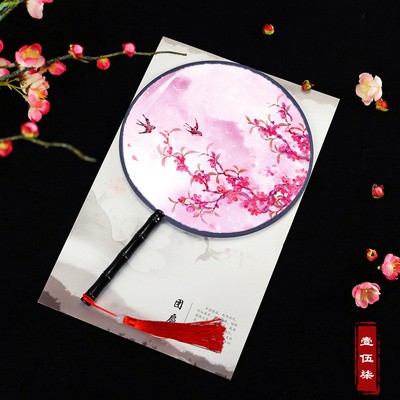 05 (Quạt tròn cổ trang Trung Quốc, Quạt lụa trong mờ tròn cầm tay phong cách cổ điển Trang trí biểu diễn.V..V)
