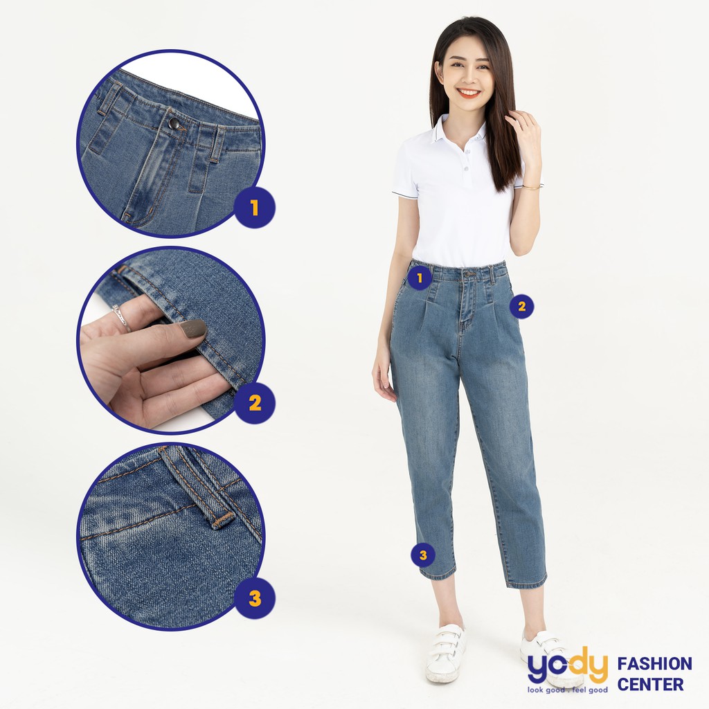 Quần Jeans nữ YODY quần baggy co dãn tốt cạp cao  QJN3076