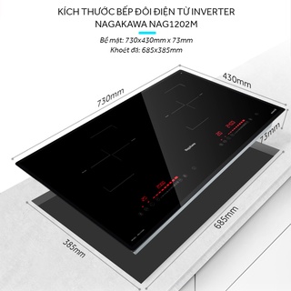 Miễn phí công lắp đặt - Bếp từ đôi cao cấp Inverter Nagakawa NAG1202M - Premium - Bảo hành 5 năm - Made in Malaysia