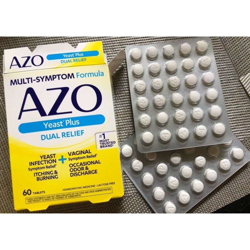 Viên uống hỗ trợ chống viêm cho phụ nữ Azo Yeast Plus  Azo vàng Hộp 60 viên